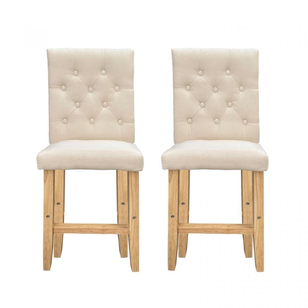 Hamptons Cream Chairs Kitchen Dining Chair Bar Stool - Two Pack Cream Image 2