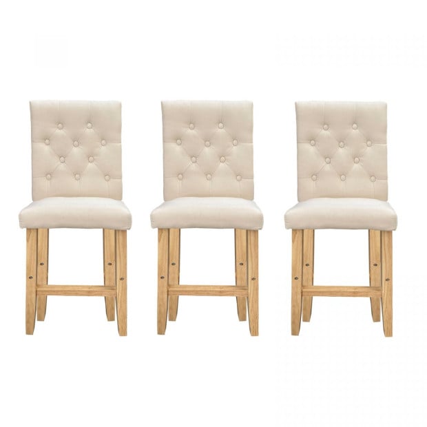 3x Hamptons Cream Chairs Kitchen Dining Chair Bar Stool Cream Image 2