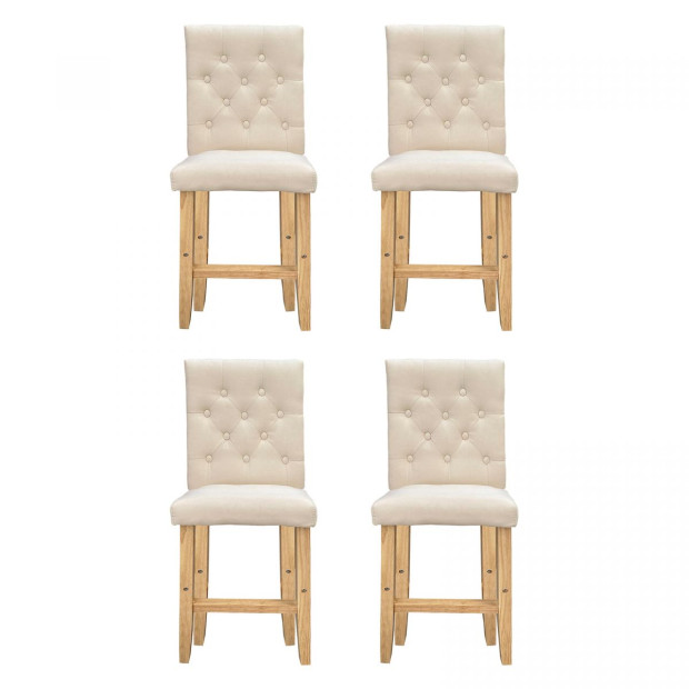 4x Hamptons Barstool Cream Chairs Kitchen Dining Chair Bar Stool Cream Image 2