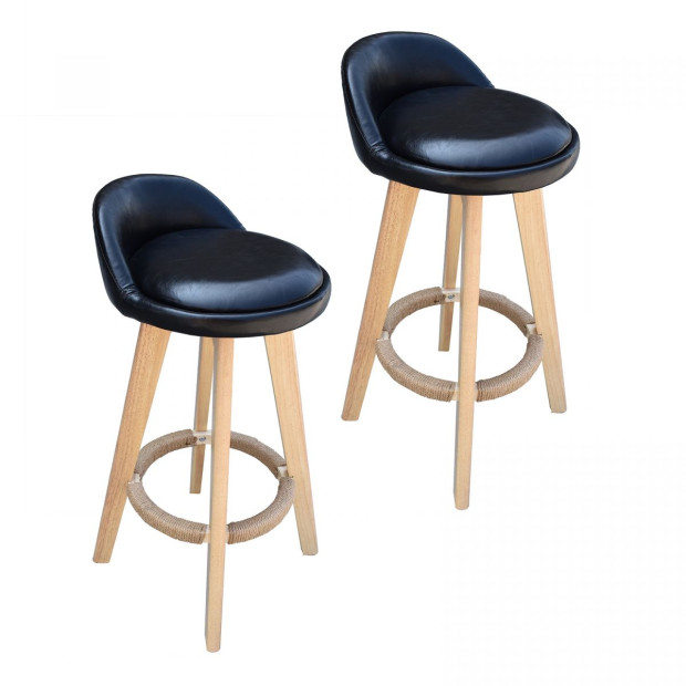 2x Phoenix Black Chairs Kitchen Dining Chair Bar Stool Black Image 2