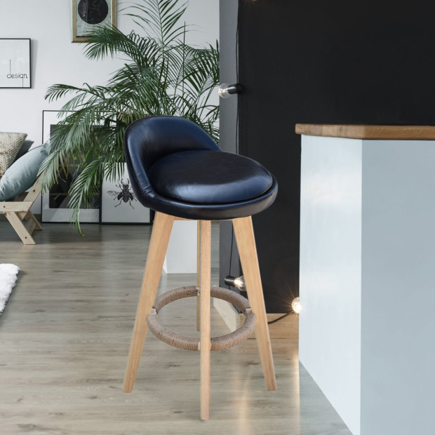 2x Phoenix Black Chairs Kitchen Dining Chair Bar Stool Black Image 3