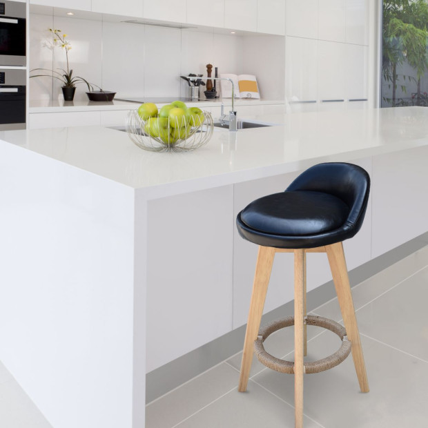 2x Phoenix Black Chairs Kitchen Dining Chair Bar Stool Black Image 4