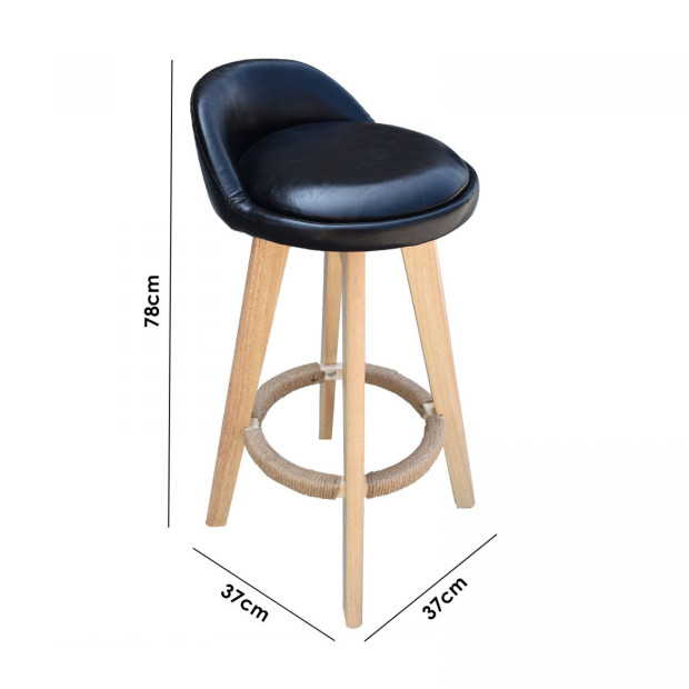 2x Phoenix Black Chairs Kitchen Dining Chair Bar Stool Black Image 5