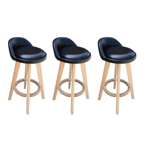3x Phoenix Black Chairs Kitchen Dining Chair Bar Stool Black Image 2
