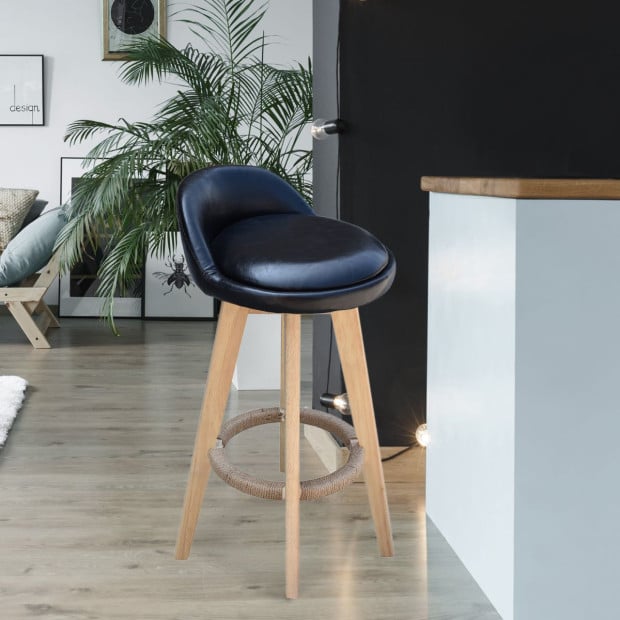 3x Phoenix Black Chairs Kitchen Dining Chair Bar Stool Black Image 3