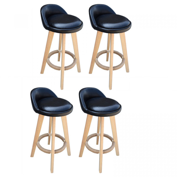 4x Phoenix Black Chairs Kitchen Dining Chair Bar Stool Black Image 2