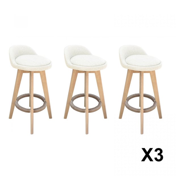 Phoenix Barstool Kitchen Dining Chair - 3pk - Cream