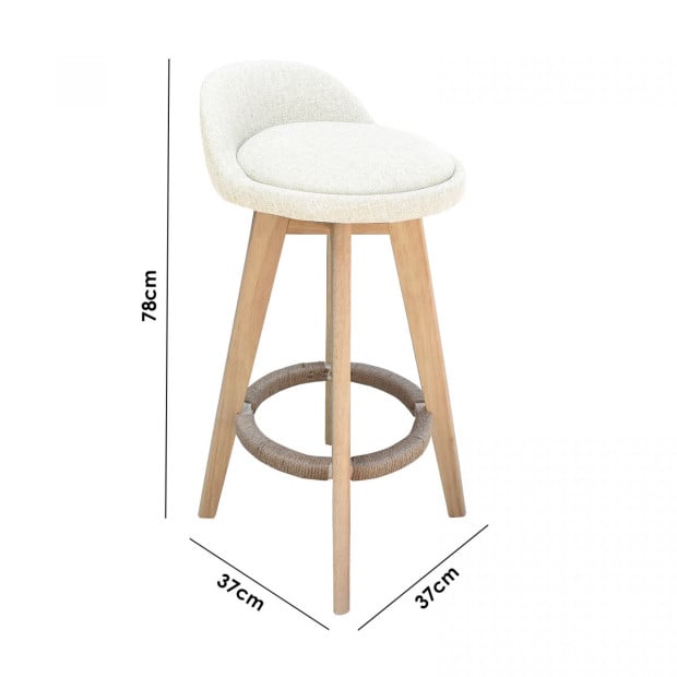 Phoenix Barstool Kitchen Dining Chair - 4pk- Cream Image 5