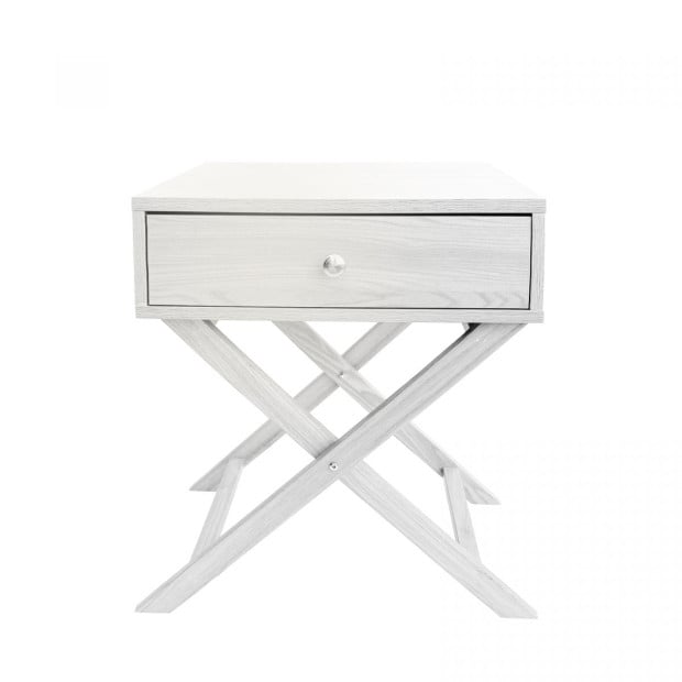 Bedside Table White Storage Cabinet Bedroom - Two Pack - White Image 3