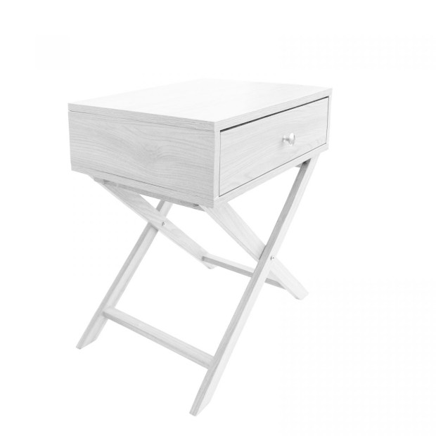 Bedside Table White Storage Cabinet Bedroom - Two Pack - White Image 4