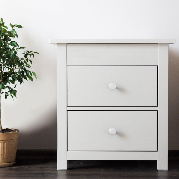 Decor Bedside Table White Storage Cabinet Bedroom - Two Pack - White Image 3
