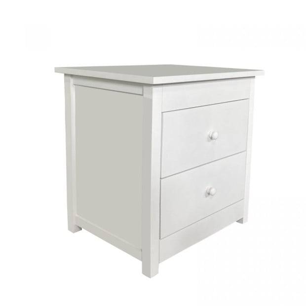 Decor Bedside Table White Storage Cabinet Bedroom - Two Pack - White Image 5