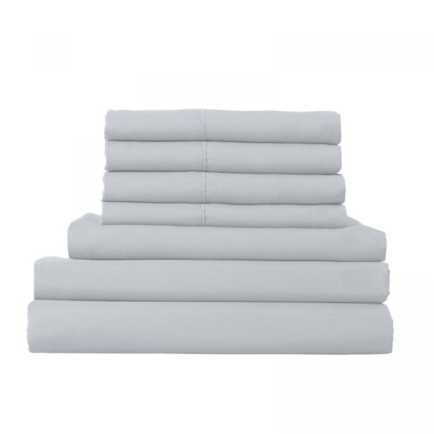 1500 Thread Count 6 Piece Duck Feather Down Pillows Bedding Set Q- Indigo Image 3