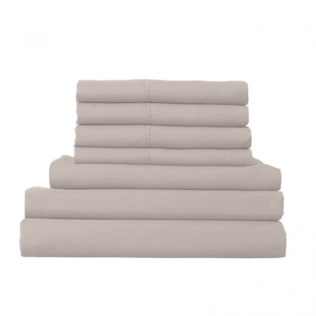 1500 Thread Count 6 Piece Duck Feather Down Pillows Bedding Set Queen Stone Image 3