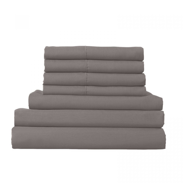 1500 Thread Count 6 Piece Duck Feather Down Pillows Bedding Set - King - D.Grey Image 3