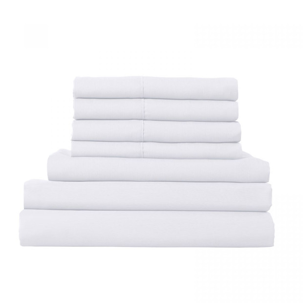 1500 Thread Count 6 Piece Duck Feather Down Pillows Bedding Set - King - White Image 3