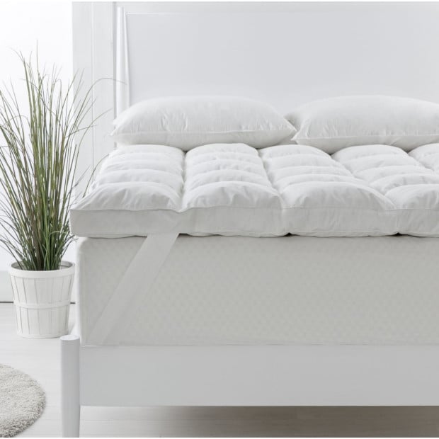 1800GSM Duck Feather Topper & 1000GSM 2 Pillows Set - Double - White