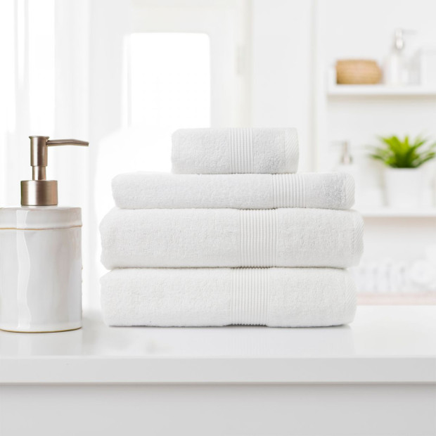 Silk Pillowcase And Pillow And 4 Piece Towel Set Bundle - White Image 2