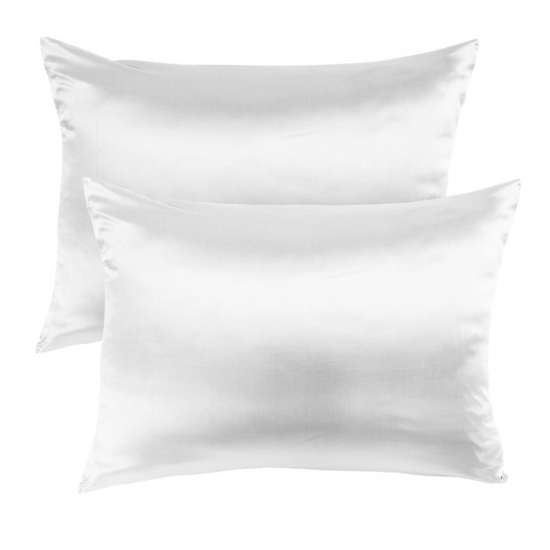 Silk Pillowcase And Pillow And 4 Piece Towel Set Bundle - White Image 3