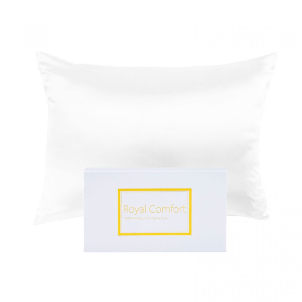 Silk Pillowcase And Pillow And 4 Piece Towel Set Bundle - White Image 5