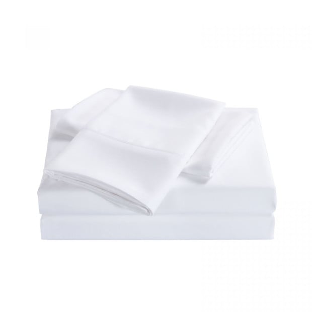2000TC 4 Pc Sheet Set Satin Pillowcases White - Queen - White Image 8