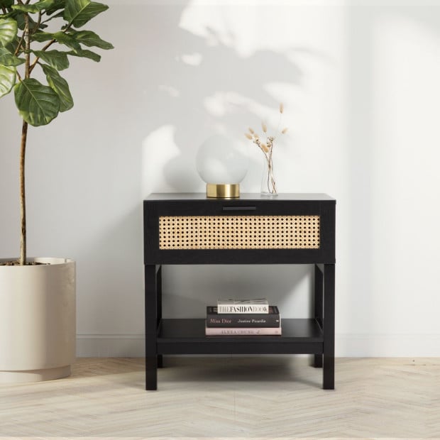 Tulum Rattan Bedside Table Drawers Table Nightstand Cabinet x 2 Image 4