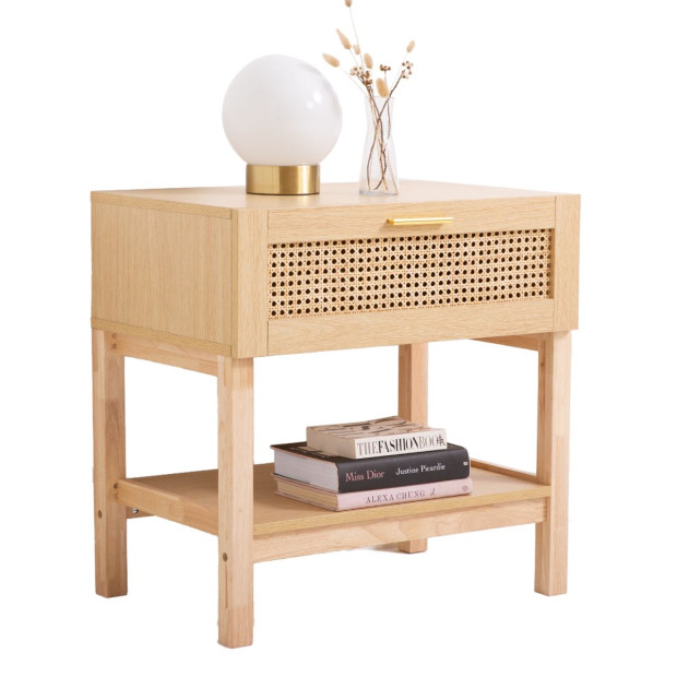 Santiago Rattan Bedside Table Drawers Nightstand Cabinet x 2 Image 8