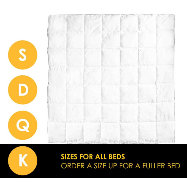 Bamboo 250GSM Quilt And 2 Pack of Duck Feather Down Pillows King White Image 9