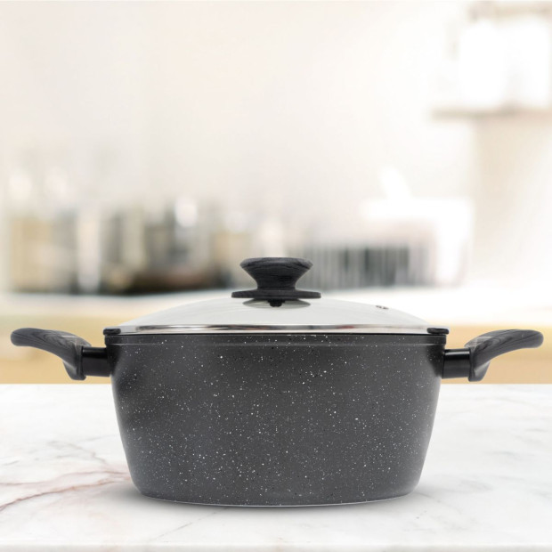 2 Piece Set Frypan 24cm Casserole 24cm Cookware Grey Handle Image 5