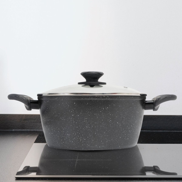 2 Piece Set Frypan 24cm Casserole 24cm Cookware Grey Handle Image 8