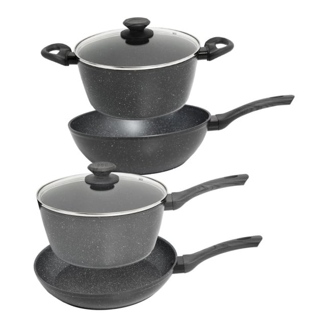 4 Piece Set Casserole 24cm Frypan 30cm Saucepan 20cm Wok 30cm Cookware