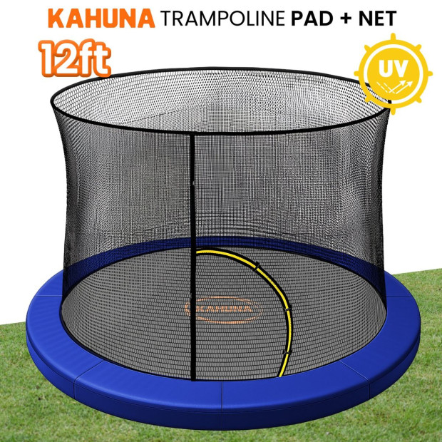 Kahuna 12ft Trampoline Pad and Net - Blue Image 7