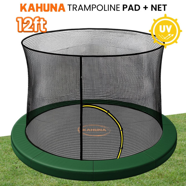 Kahuna 12ft Trampoline Pad and Net - Green Image 7
