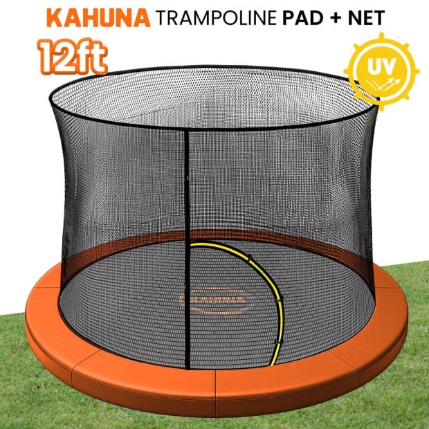 Kahuna 12ft Replacement Trampoline Safety Pad Cover and Safety Net Set