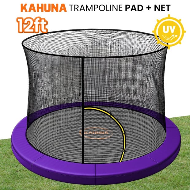 Kahuna 12ft Trampoline Pad and Net - Purple Image 6
