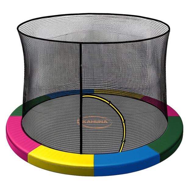 Kahuna 12ft Trampoline Pad and Net - Rainbow