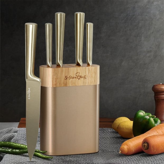 6pcs Kitchen Knife Set Stainless Steel Nonstick Block Chef Sharp Image 8