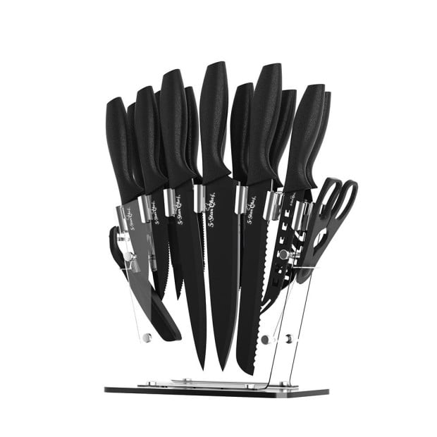 17pcs Kitchen Knife Set Stainless Steel Non-stick With Sharpener