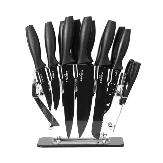 17pcs Kitchen Knife Set Stainless Steel Non-stick With Sharpener Image 3