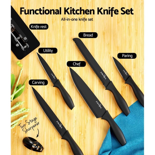 7pcs Kitchen Knife Set Stainless Steel Non-stick With Sharpener Image 5