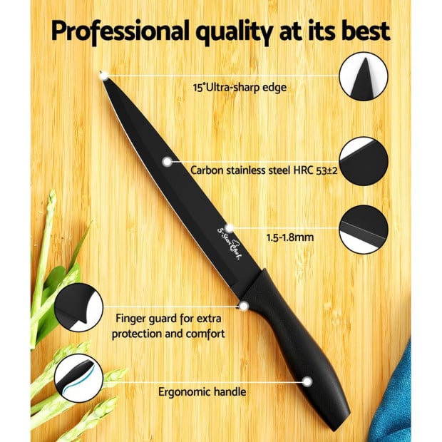 7pcs Kitchen Knife Set Stainless Steel Non-stick With Sharpener Image 6