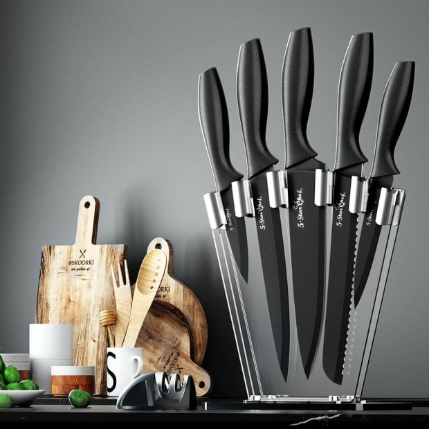 7pcs Kitchen Knife Set Stainless Steel Non-stick With Sharpener Image 8