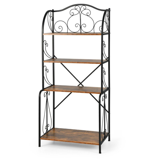 4-tier Kitchen Bakers Rack With Open Shelves - Black Image 6