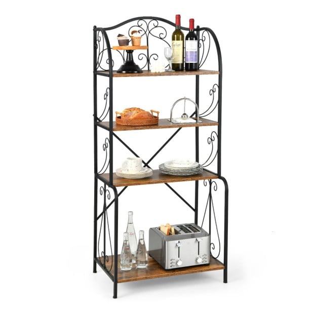 4-tier Kitchen Bakers Rack With Open Shelves - Black