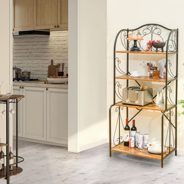 4-tier Kitchen Bakers Rack With Open Shelves - Black Image 8