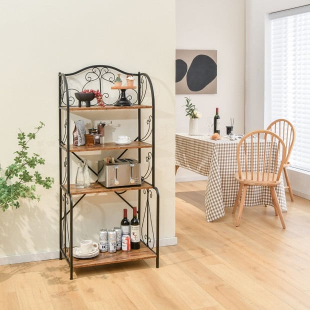4-tier Kitchen Bakers Rack With Open Shelves - Black Image 2