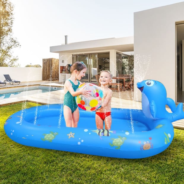 Inflatable Pool Water Splash Spray Mat Kids Children Sprinkler Outdoor Image 8