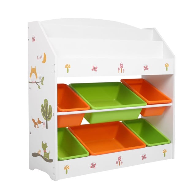 Kids Toy Box Organiser Bookshelf 6 Bins Storage Rack Drawer