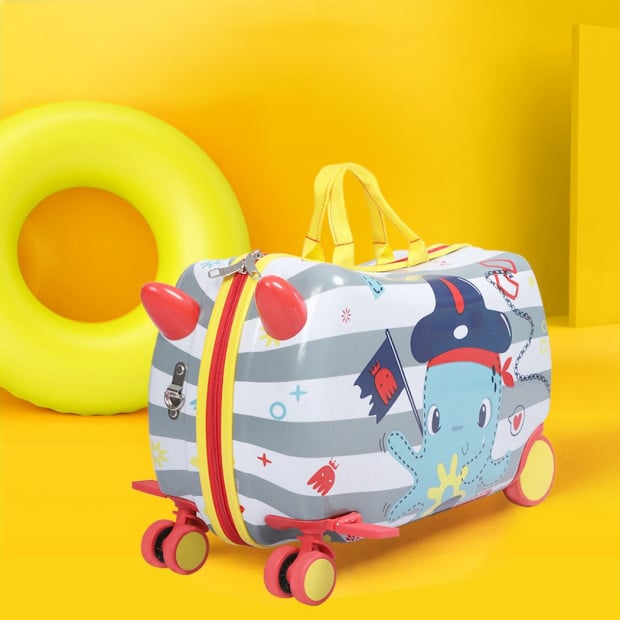 Kids Ride On Suitcase Children Travel Luggage Carry Bag - Octopus Image 7