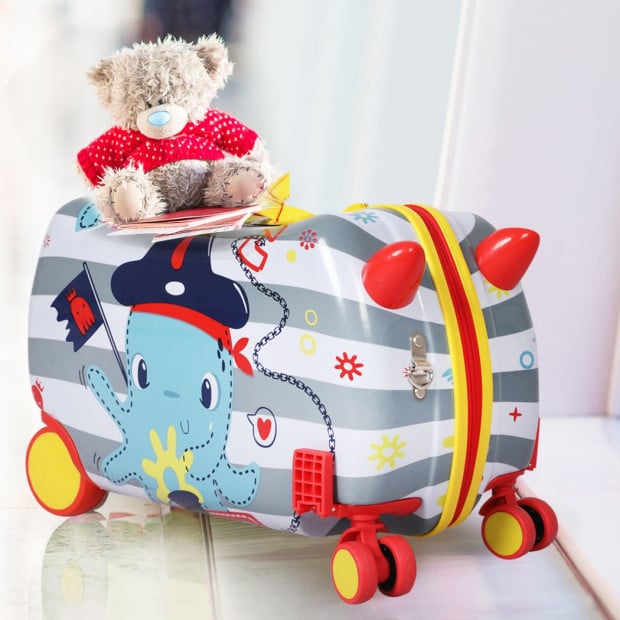 Kids Ride On Suitcase Children Travel Luggage Carry Bag - Octopus Image 8